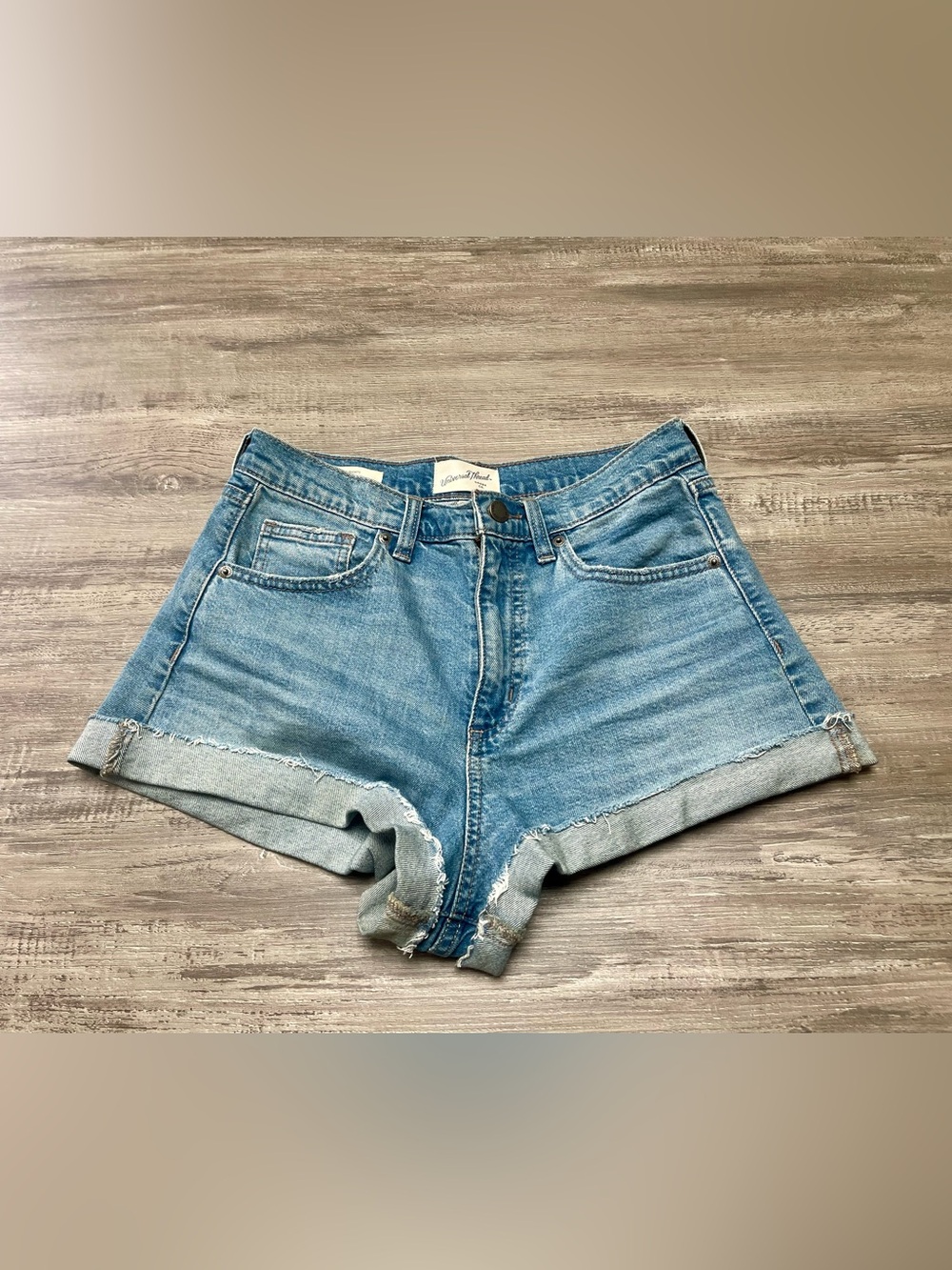 Light Wash High-Rise Denim Shorts